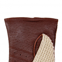 Lancaster - Crochet Back Leather Driving Gloves in English Tan