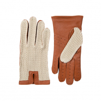 Lancaster - Crochet Back Leather Driving Gloves in Cognac