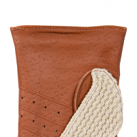 Lancaster - Crochet Back Leather Driving Gloves in Cognac