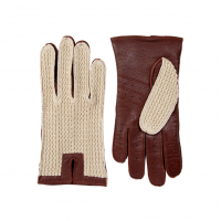 Lancaster - Crochet Back Leather Driving Gloves in English Tan