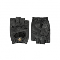Snetterton - Men's Cut Off Finger Leather Driving Gloves in Black