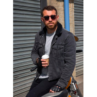 Snetterton - Men's Cut Off Finger Leather Driving Gloves in Black