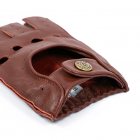 Snetterton - Men's Cut Off Finger Leather Driving Gloves in English Tan