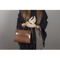 Kelly - Women's Crochet Back Driving Gloves in Cognac