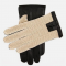 Crochet Back Leather Driving Gloves in Black